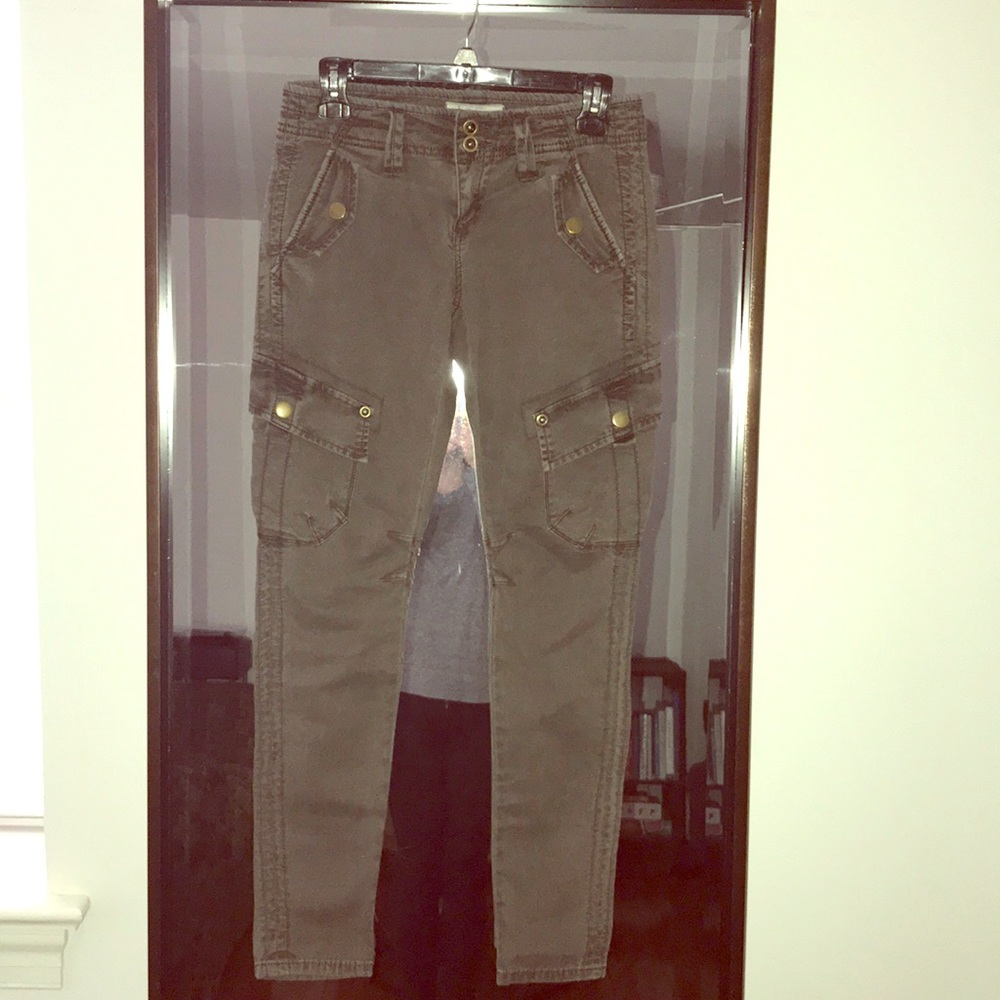 Free People Army/Olive Cargo Straight Leg Jeans